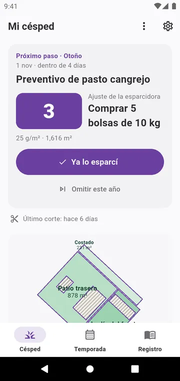 Mi césped: el próximo paso, las bolsas que comprar y las zonas