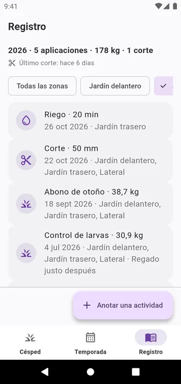 El registro: siegas, riegos y cada producto esparcido