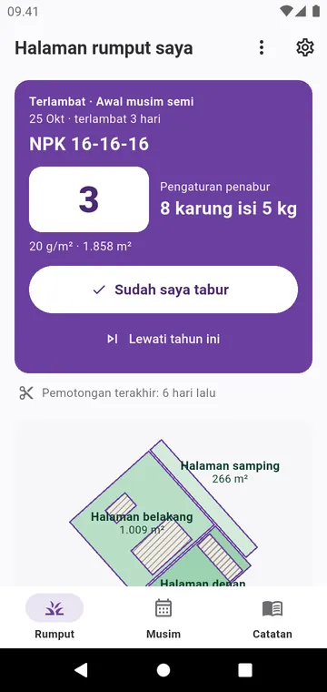 Halaman rumput saya: langkah berikutnya, karung yang perlu dibeli, dan zona
