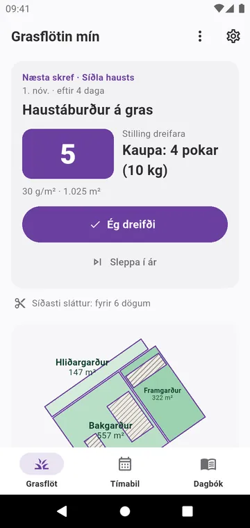 Grasflötin mín: næsta skref, pokarnir sem þarf að kaupa og svæðin