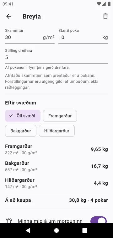Skref: skammturinn af pokanum, stilling dreifarans, pokarnir