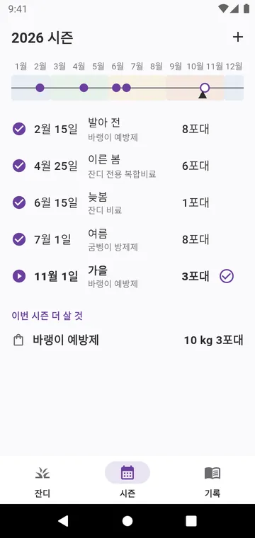 시즌: 잔디 종류에 맞춘 한 해의 단계