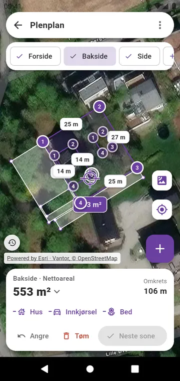En plen tegnet sone for sone på satellittbildet