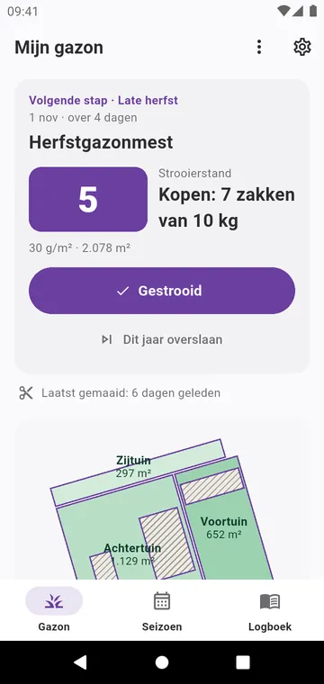 Mijn gazon: de volgende stap, de zakken om te kopen en de zones