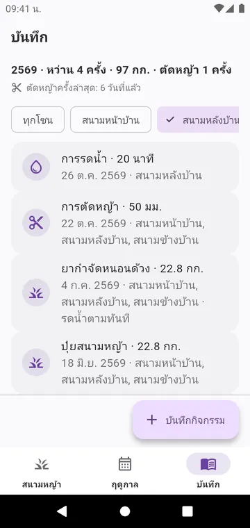 บันทึก: การตัดหญ้า การรดน้ำ และทุกผลิตภัณฑ์ที่หว่าน
